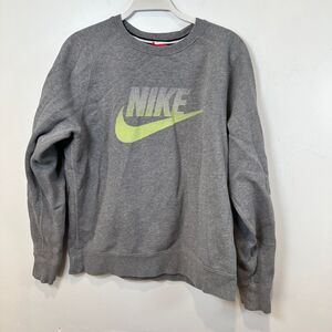 VTG Nike Gray Crewneck Sweatshirt with Neon‎ green Logo Athletic Pullover Size M